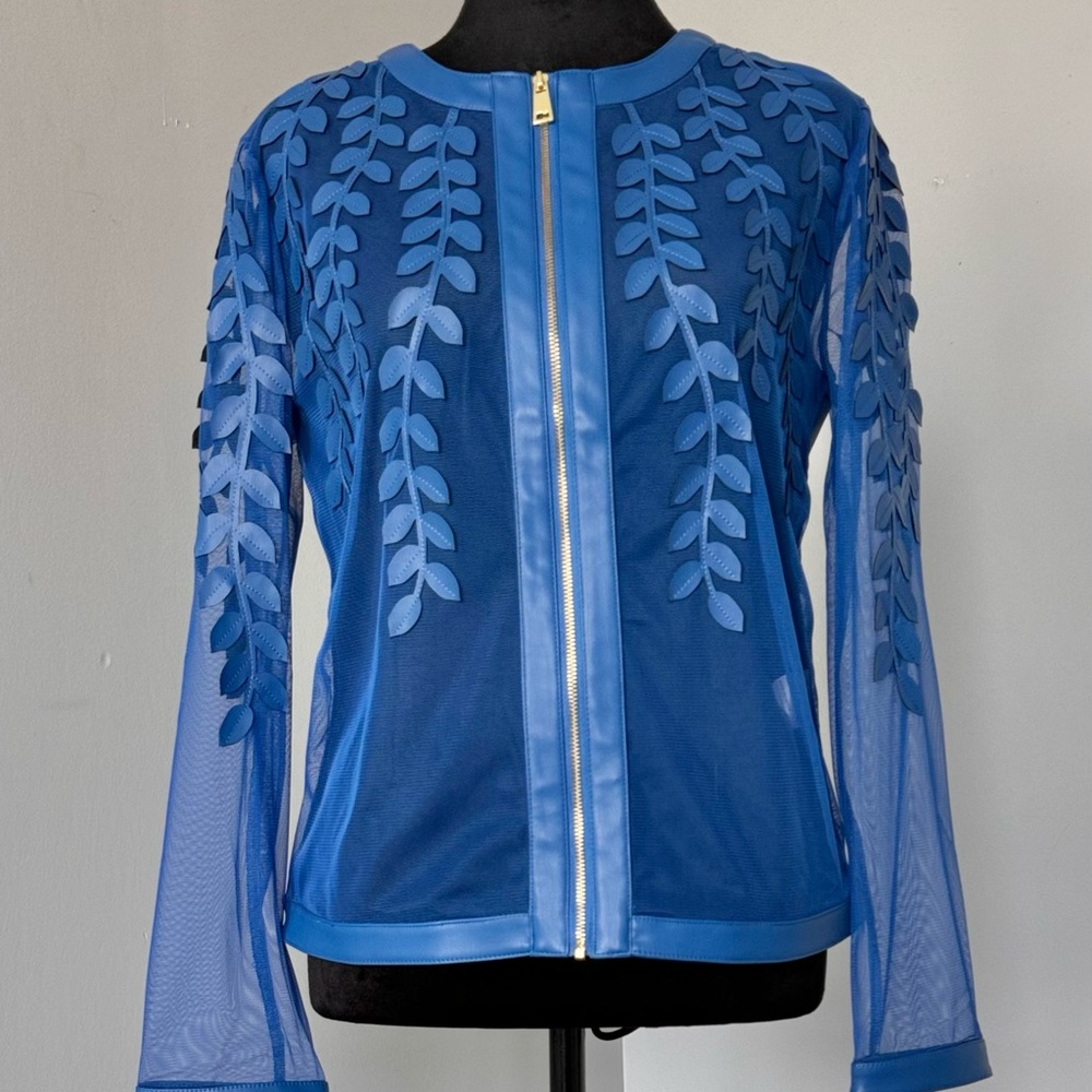 blue leather blazer, size L